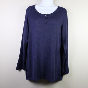 YMI Sleepwear Navy Henley Long Sleeve Top Size XL